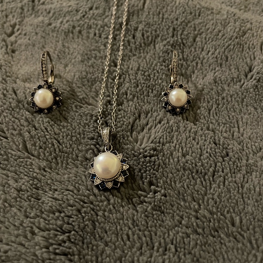 Pearl Necklace And Earring Set